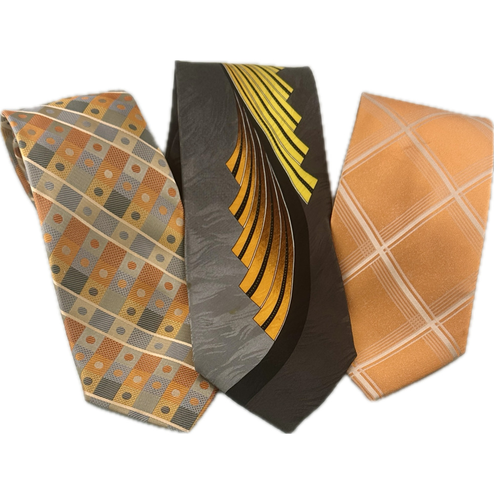 3x 100% Silk Necktie LOT — Brutini Graphic • Copper Windowpane • Bruno Fratelli